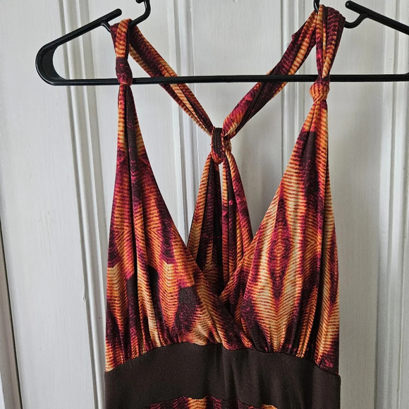 a.n.a Vibrant Summer Dress Orange Pink Brown Large - Picture 3 of 8